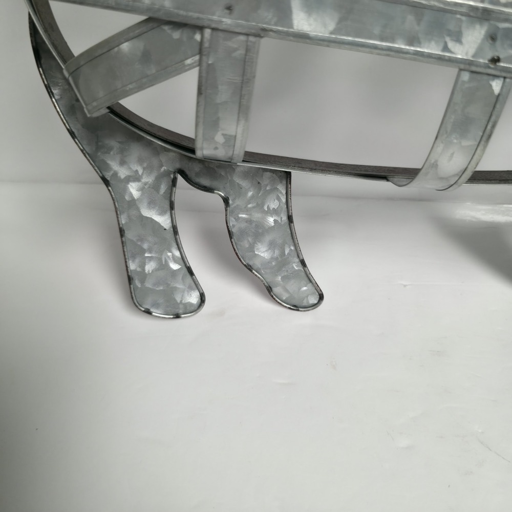 Farmhouse Galvanized Metal Pig Wire Wall Basket Rustic Country Primitive Decor - Picture 9 of 13